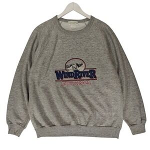 WindRiver Outfitting Co Mens Heather Gray Graphic Crewneck Sweatshirt XL Raglan
